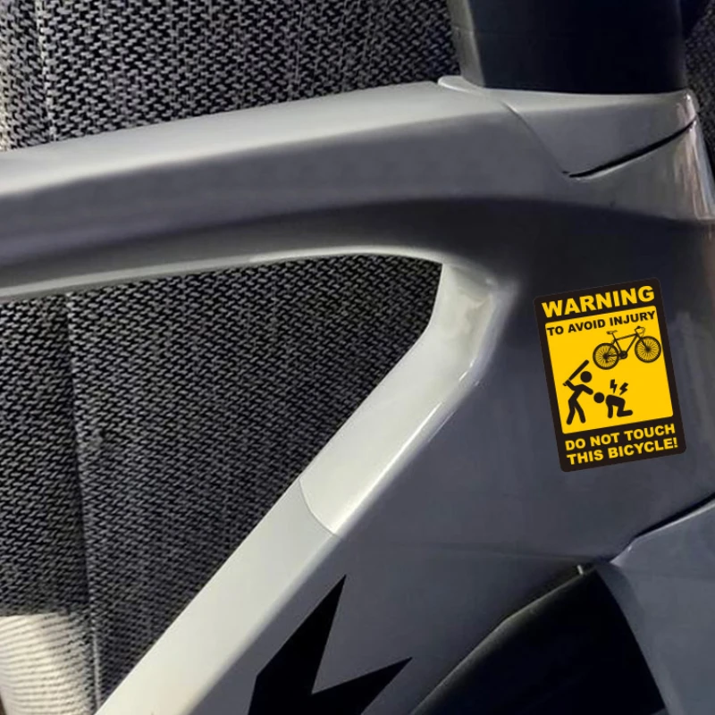 

3PCS/SET Yellow & Black Bicycle Warning Sticker Waterproof Adhesive Decals with Graphic & Message for Bike Decor