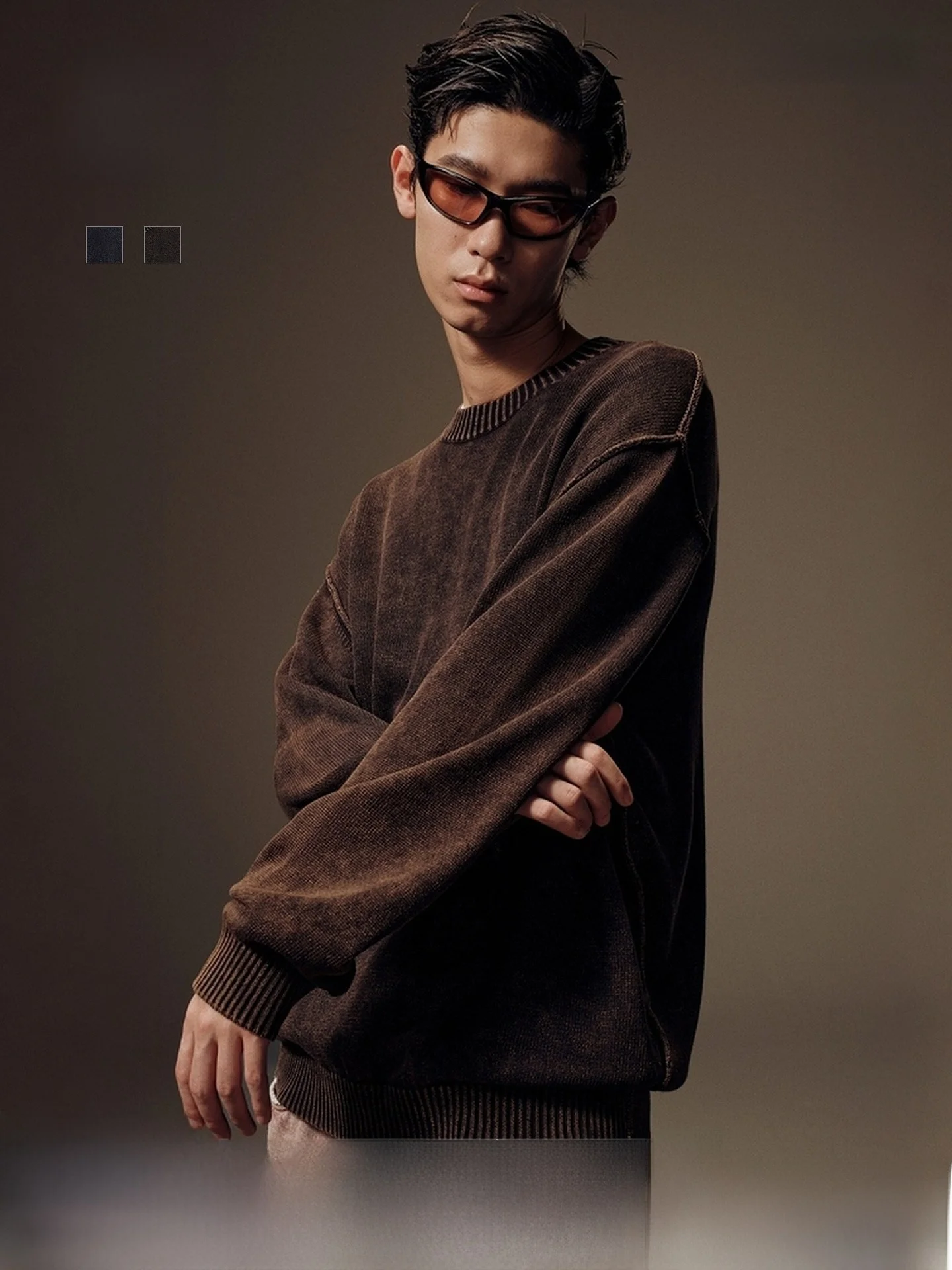 

H&M Men's Knitted Long Sve round Ne American Sle Base Layer Sweater Casual Cotton Youthful Feeling Spring Season