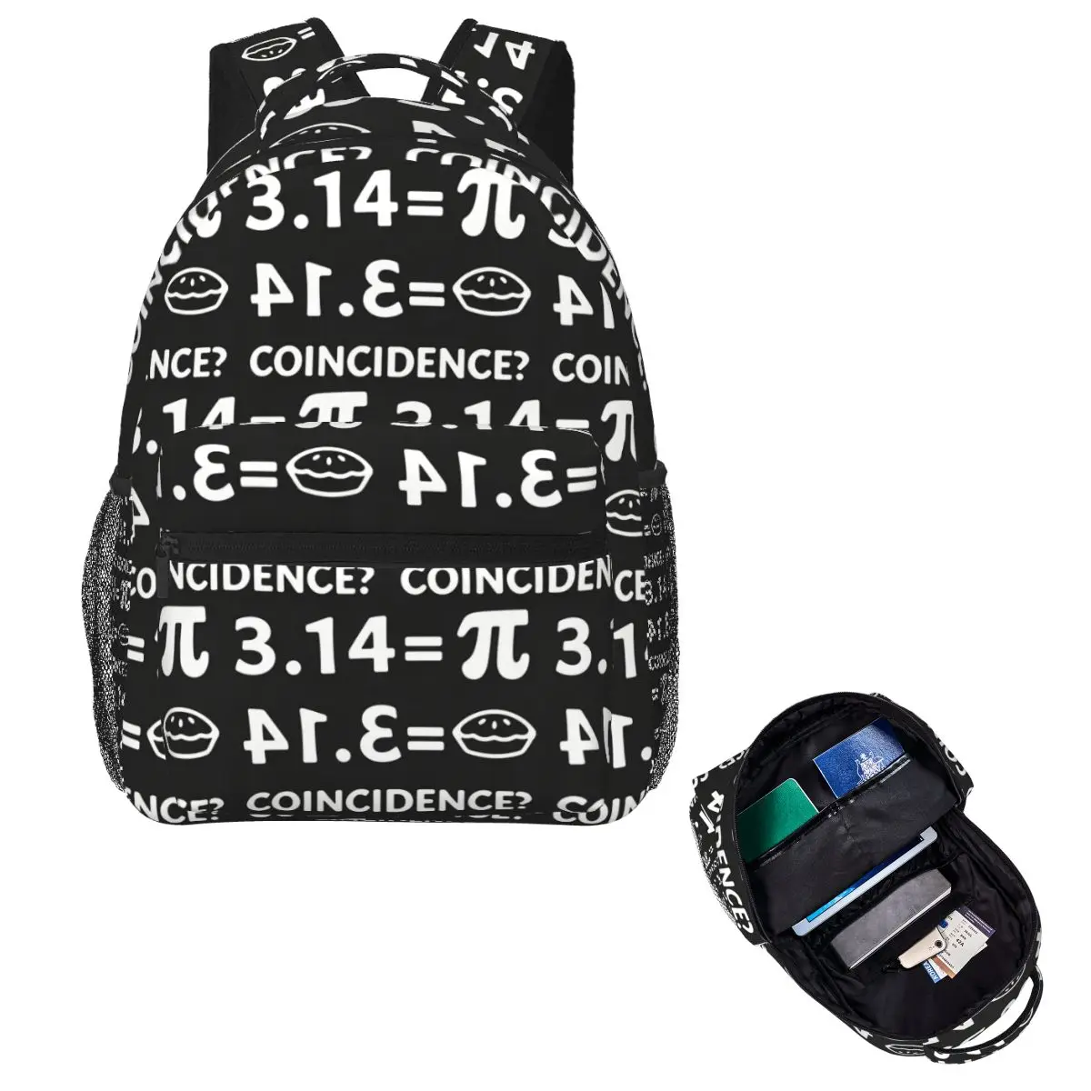Funny Pi Design Prin Student Backpack School Bag Hiking Travel Daypack for Men Women Fashion Bookbag Shoulder Bags