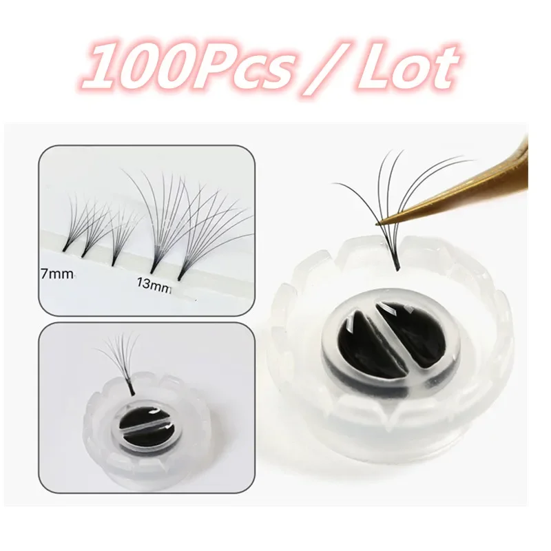 ARISON 100pcs False Eyelashes Blooming Cups Fan Makeup Tools Sun Flower Glue Cup Eyelash Extension Planting Grafting Rapid Bloom