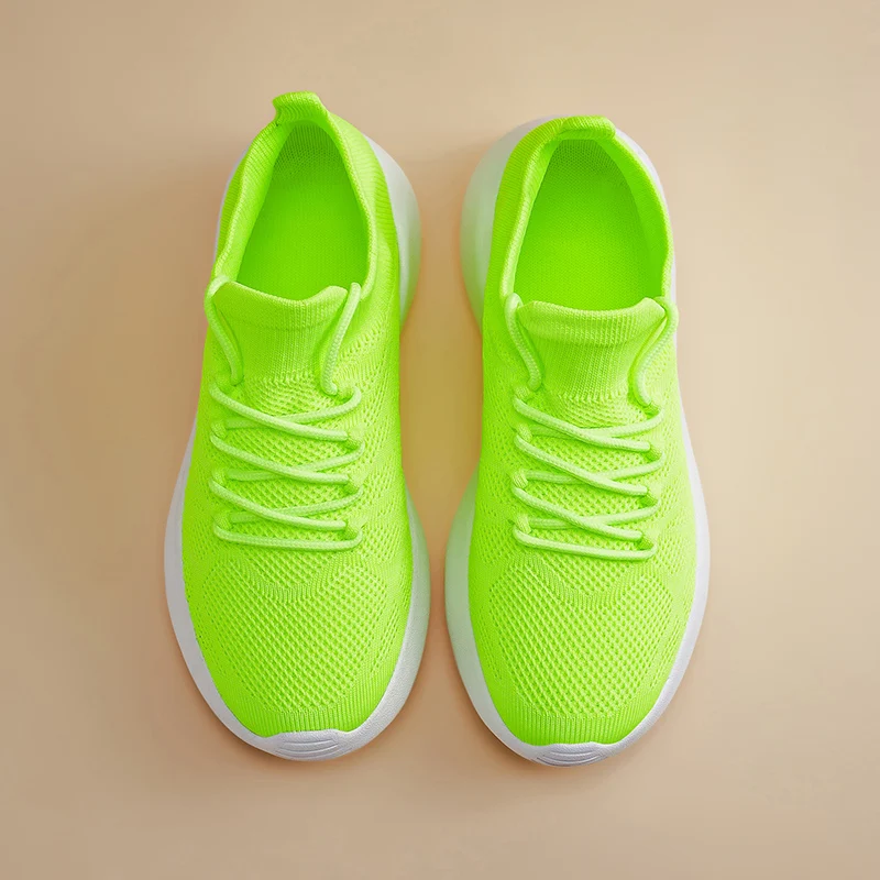 Unisex Big Sizes Elasticity Knitted Sports Casual shoes Lightweight Sport Outdoor Shoe Mens Fashion Running Sneakers Lace-up