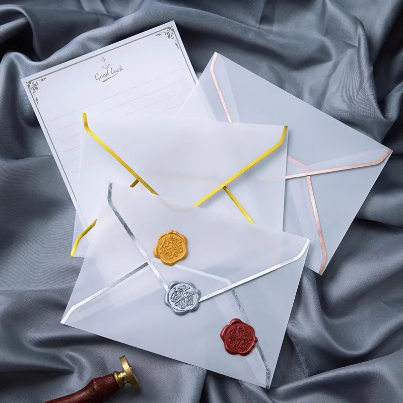 Enveloppes Transparentes Furic en Papier Feuille d'Or, Couverture de Carte d'InPorter de ixde Mariage, Cadeau Rond, DIY, 5 Pièces