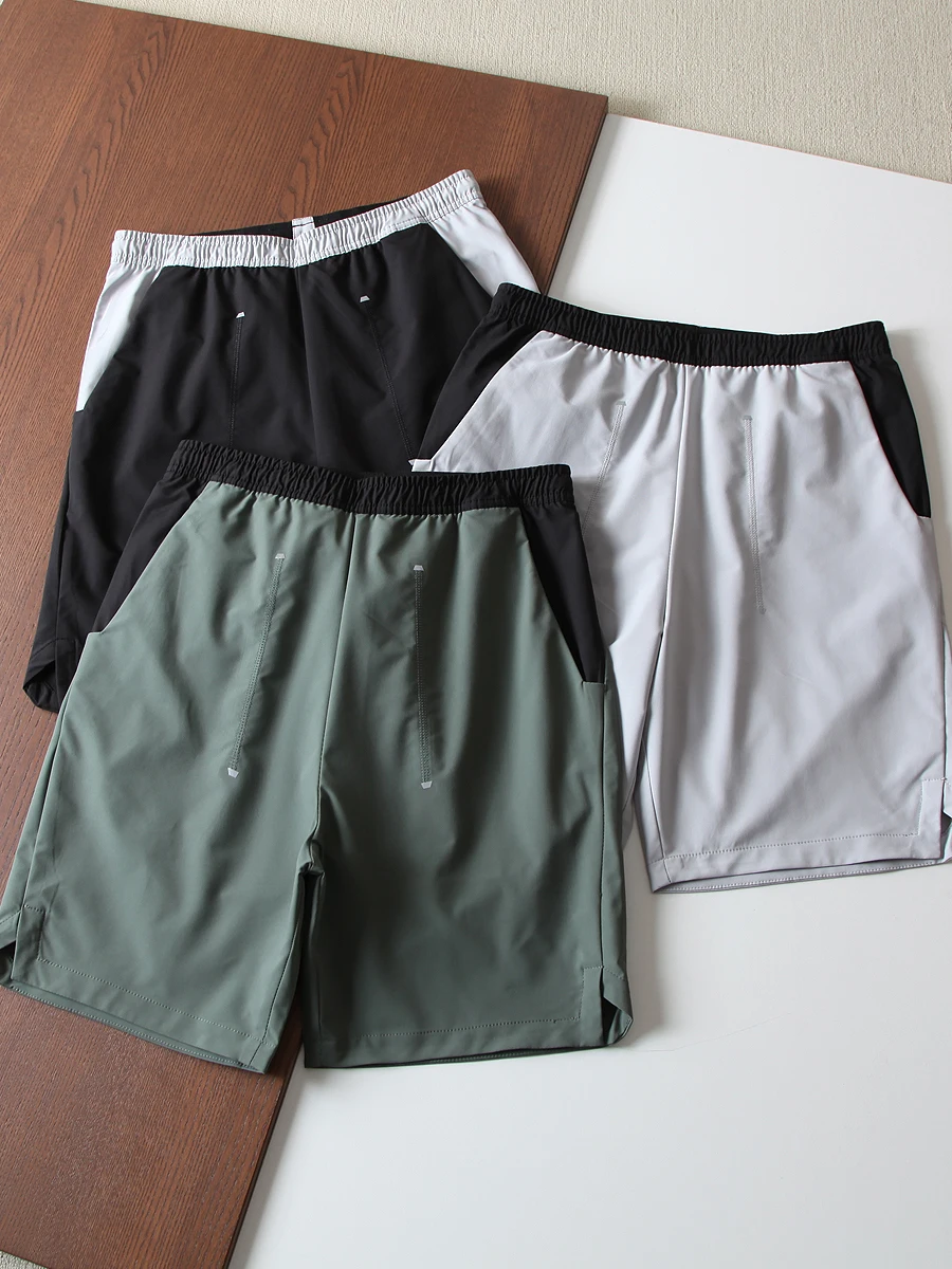 

Reflective Quick-Dry Breathable Summer Men's Color Block Outdoor Sports Cycling Basketball Casual Shorts Straight Leg mid Waist