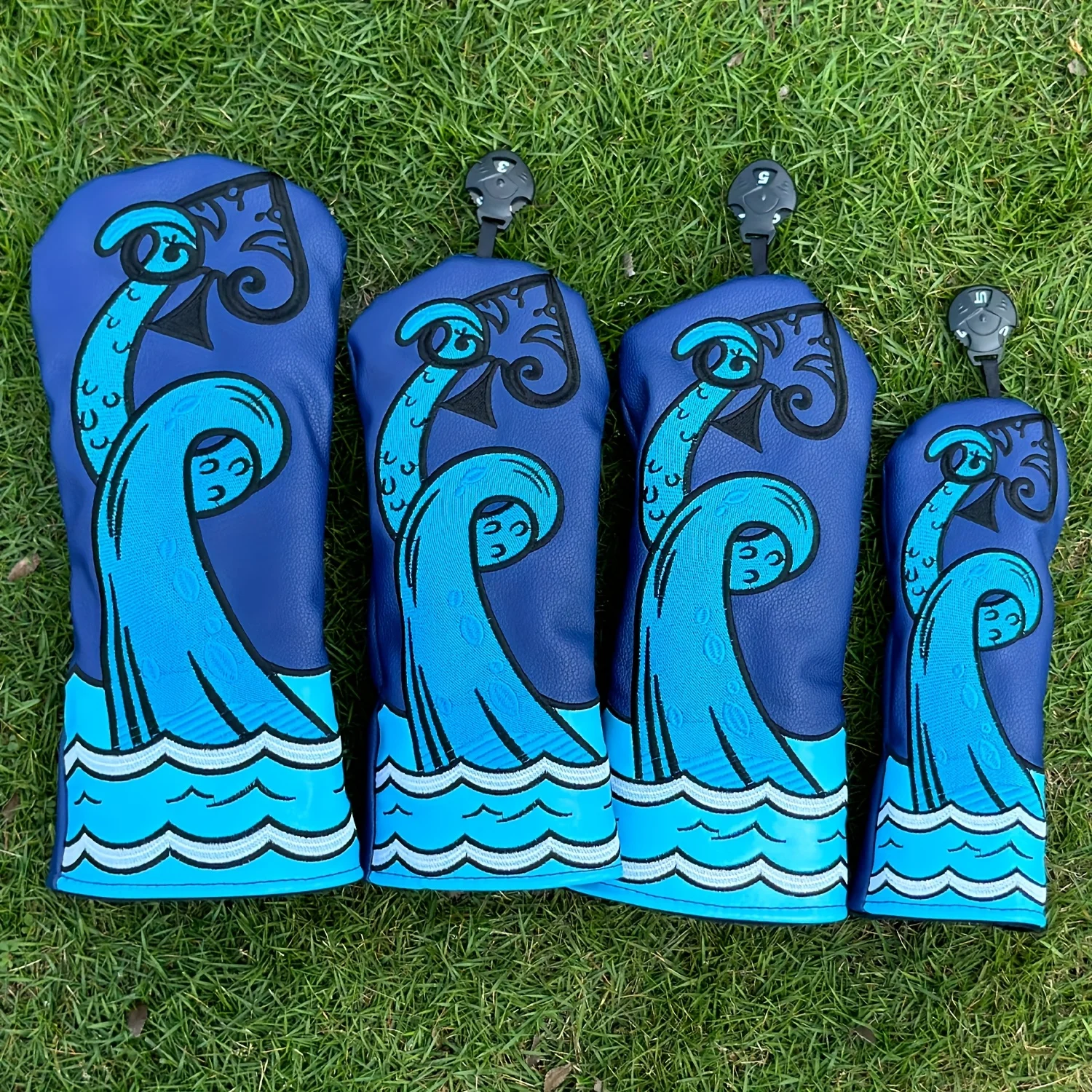 1/4pcs Golf Club Protector Cover - Turquoise Blue, Handmade with Secure Closure, Dustproof & Scratch-Resistant
