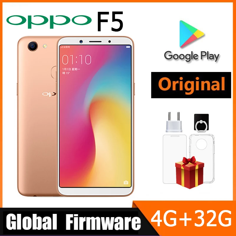 OPPO F5 Smartphone Global firmware googleplay  6inch 16MP camera RAM 4G ROM 32G 3200mAh Battery MediaTek MT6763T used phone