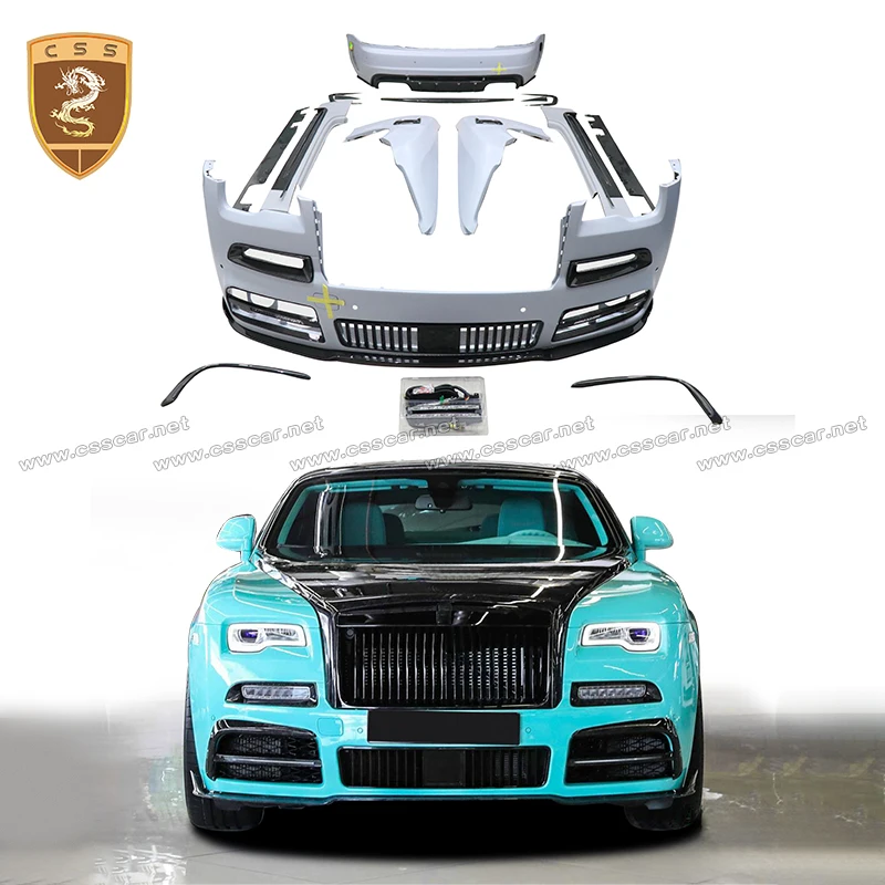 MSY Style Auto Modification Repair Kit For Rolls Royce Wraith LED Lights Dry Carbon Fiber Bumper Side Skirts Tail Spoiler Fender