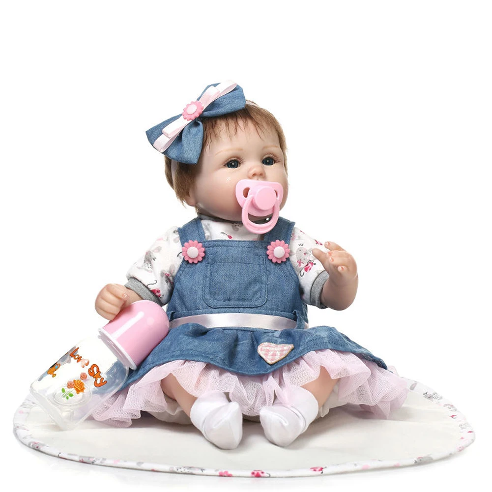 

43cm Bebe Reborn Cute Doll Same As Picture 3D Skin with Hand-Rooting Hair Soft Lifelike Bebe Toys for Girls Collectible Art Doll