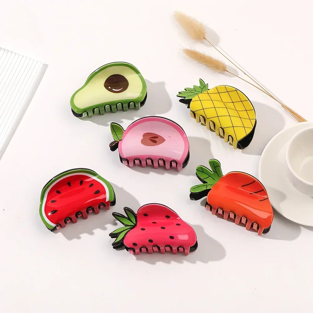 7.8cm 1pc Korean Fruit Style Hair Clip Cute Cartoon Strawberry Watermelon Ladies Hair Clip Holiday Girl Hair Accessories Gift