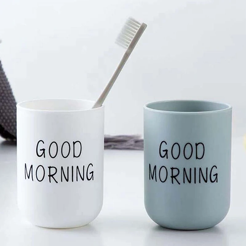 1PC Simple Nordic Travel Portable Washing Cup Home Bathroom Couple Plastic Good Morning Toothbrush Holder Cup Storage Cup