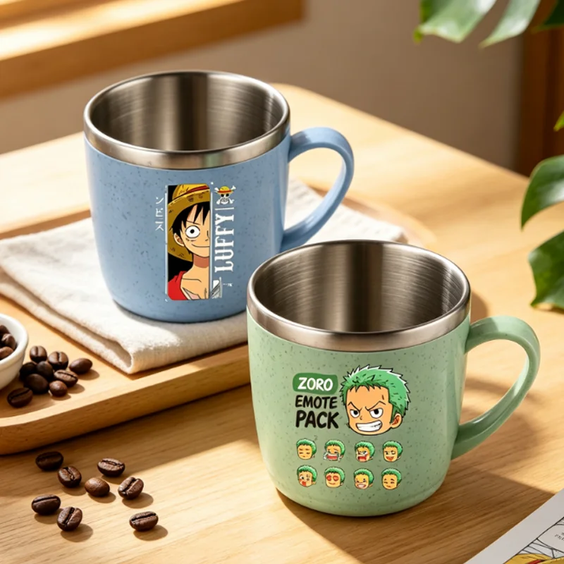 Einteiliger Edelstahl-Wasserbecher Anime Cartoon Luffy Zoro Thermotasse Zuhause Bruchsicher Koreanische Zahnbürste Glas Geburtstagsgeschenk