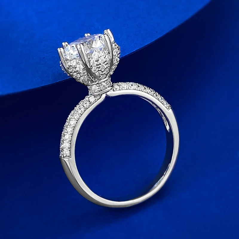 2023 New 925 Silver 8.0mm Simulated Diamond Core Ring Women's Fashion Exquisite Wedding Ring Ring