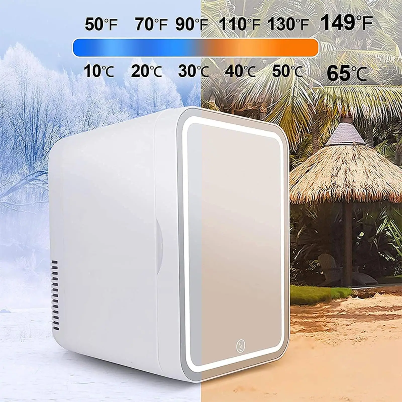 Makeup 8L Small Refrigerator With LED lights Mirror Cosmetic Mini Fridge for Skincare Portable Beauty Fridges for Bedroom Office