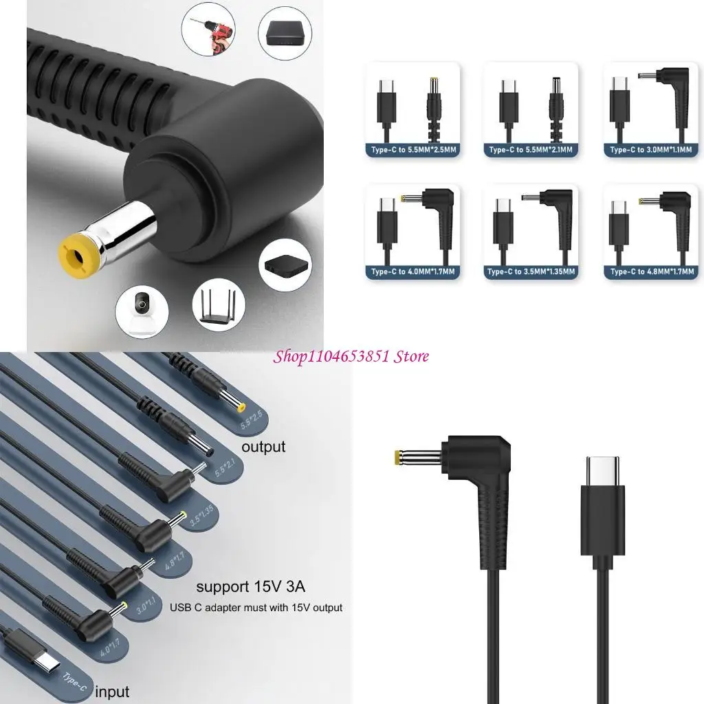 

15V3A 45W Power Supply Adapter Cord Converter Type-C Connector Wire 150cm Length