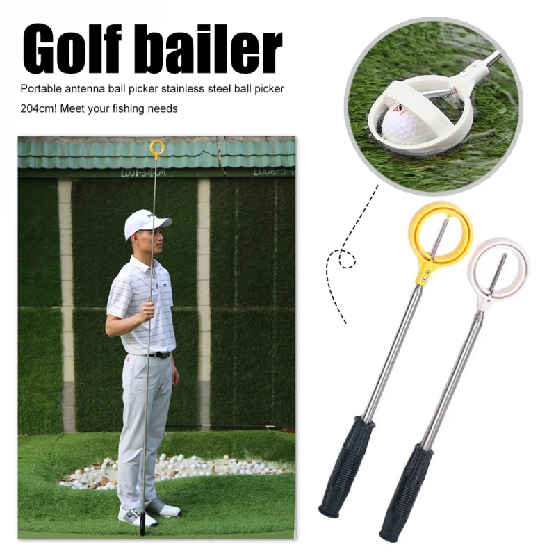 Golf Ball Pick Up Tools Telescopic Golf Ball Retriever Retracted Golf Pick Up Automatic Locking Scoop Picker Golf Ball Catcher