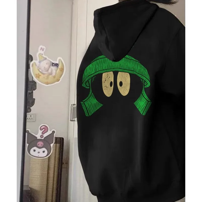 Nuova felpa con cappuccio stampata in puro cotone per abbigliamento da donna in primavera autunno inverno Top in velluto stile americano allentato alla moda