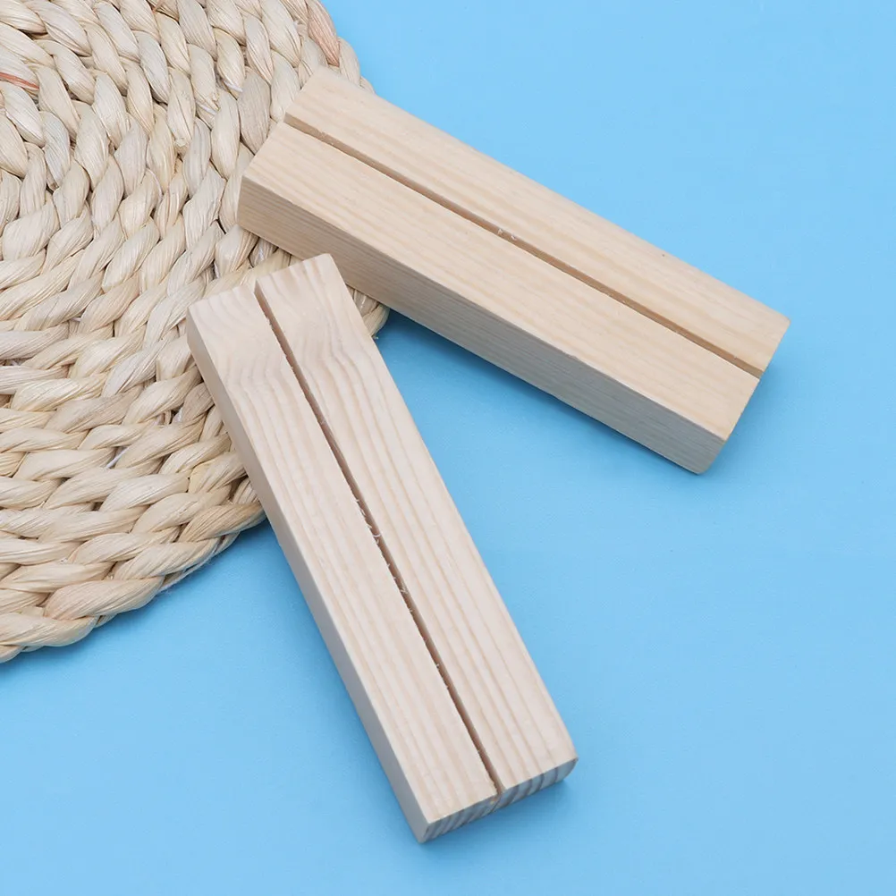 12Pcs Wooden Memo Holder Rustic Natural Wood Photo Clips Business Card Stand Table Number Menu Holder Wedding Party Desktop