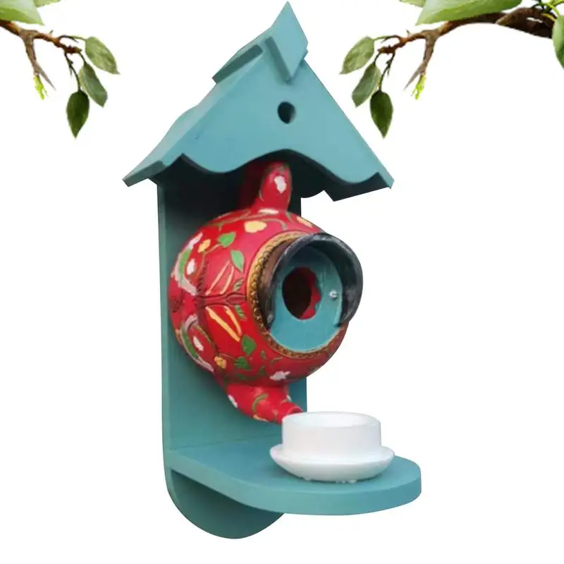 

Teapot Bird Houses Hangable Bird Feeder For Outdoor Colorful Decorative Bird Houses Cute Bird Feeder For Yard Garden Tree Yard