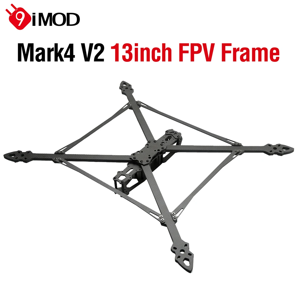 

Рама для FPV-дрона 9IMOD Mark4 V2, 13 дюймов, 6-8S, колесная база 539 мм, карбон