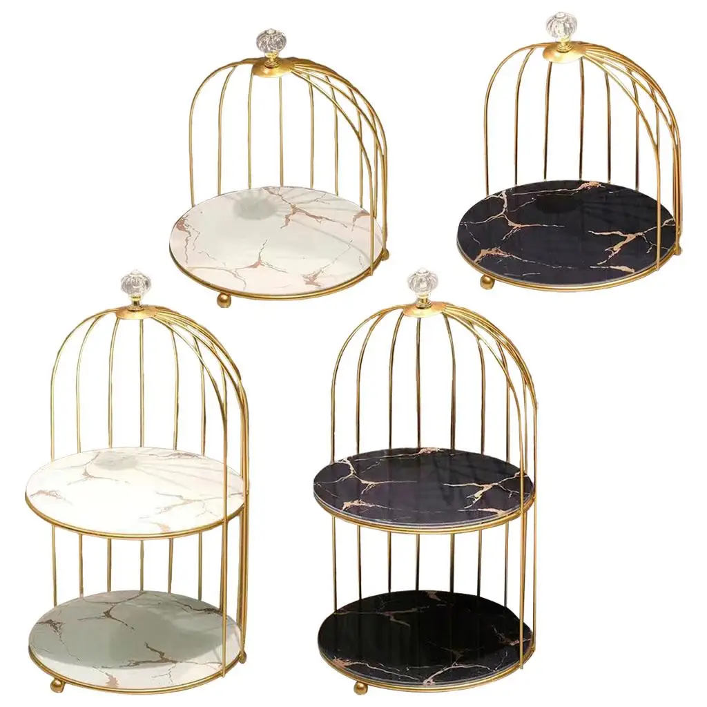 Nordic Metallic Bars Make up Bird Cage Storage Cosmetic Desk Stand Shelf Art