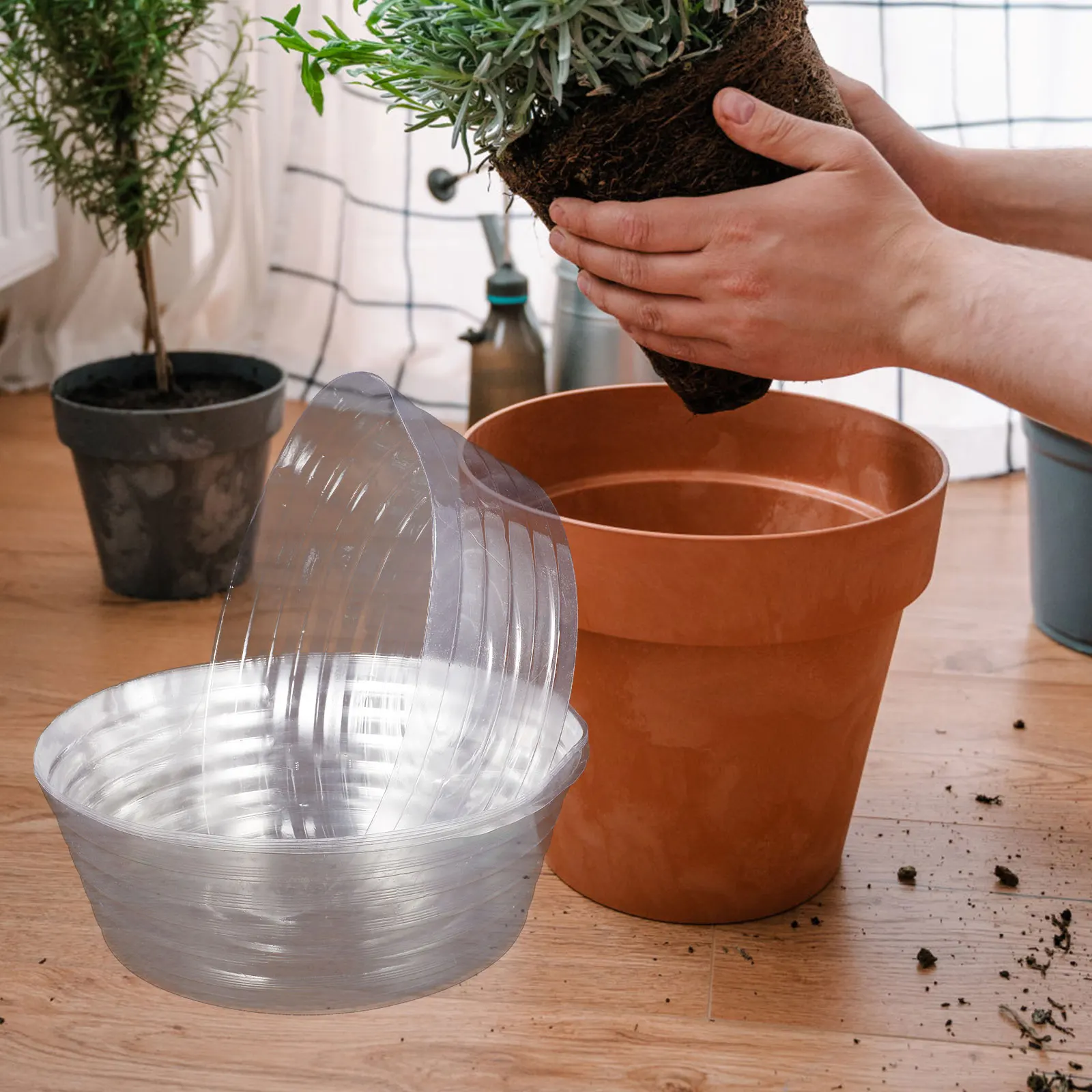 

6Pcs Thick Round Planter Saucer Durable Flowerpot Tray Practical Plant Liner Anti Overflow Water Proof Indoor Planter Base