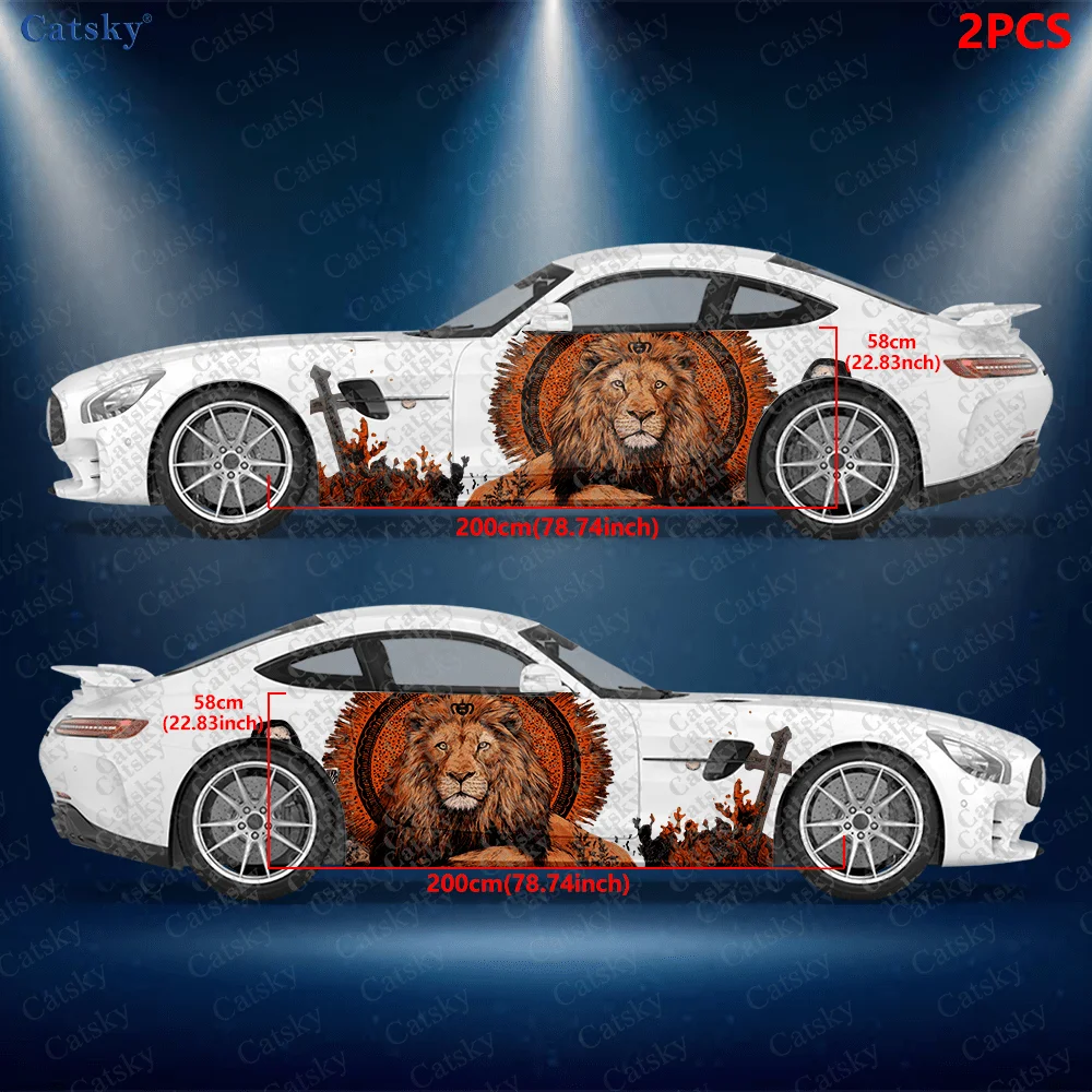 2pcs.Domineering Fortune-Telling Leo Car Side Decals | Self-Adhesive PVC Waterproof & Scratch-Resistant Stickers, Fashion