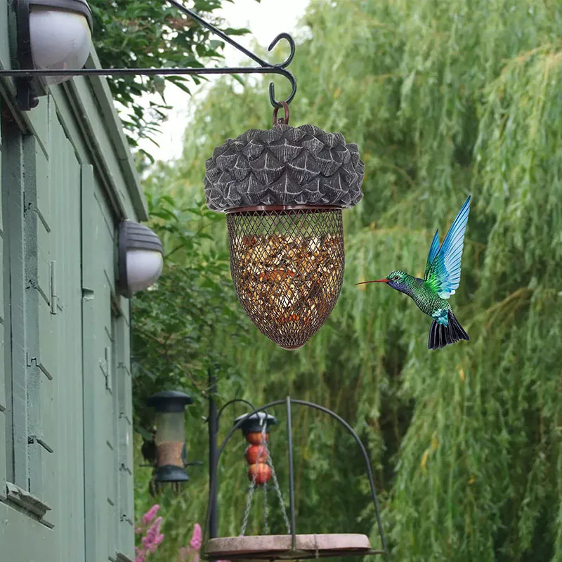 

Cute Acorn-shaped Feeder Metal Acorn Wild Bird Feeder Outdoor Hanging Food Dispenser For Garden Yard Top With Locking Mechanism