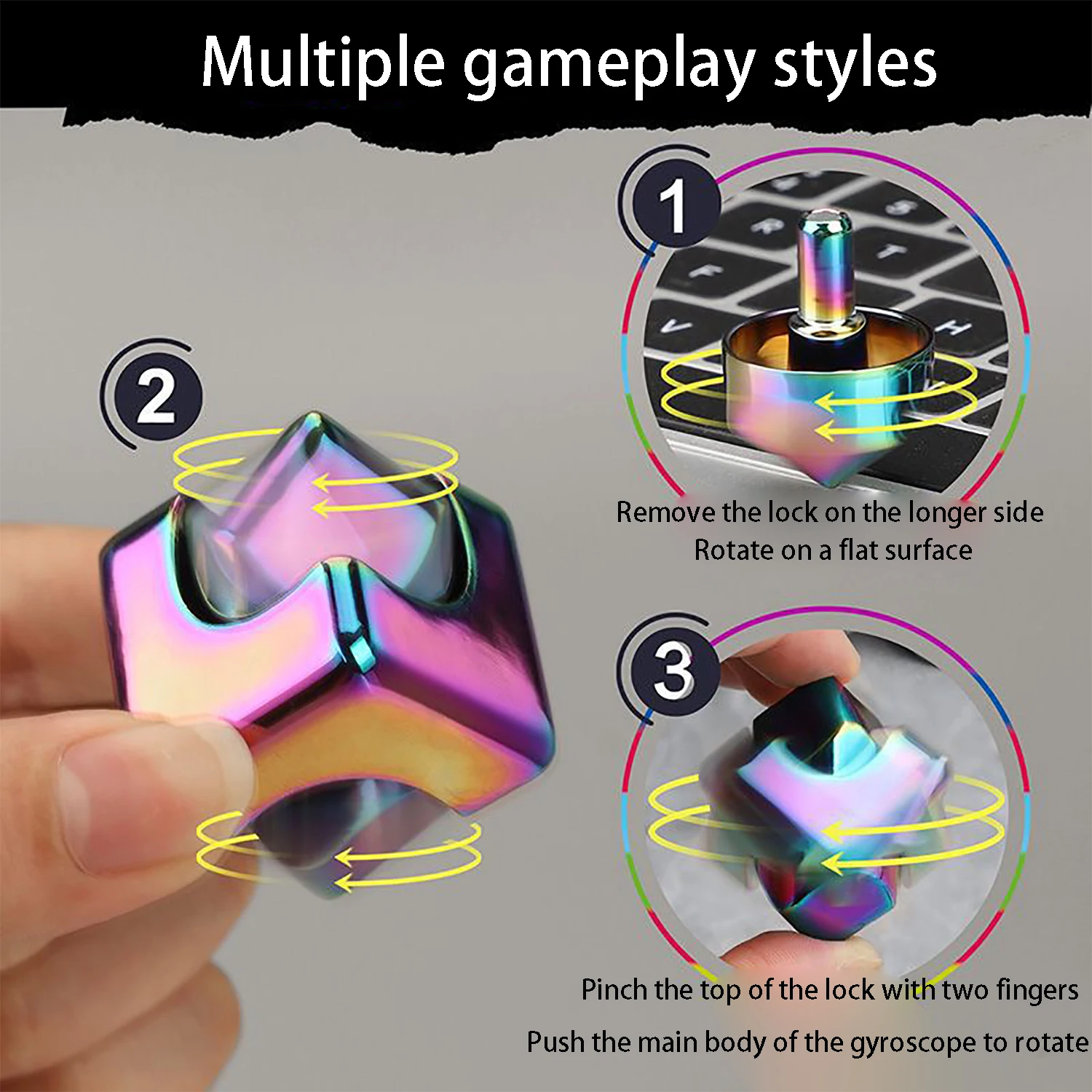 Colorful Fingertip Gyroscope Metal Aluminum Alloy Square Colorful Fingertip Leisure and Bored Decompression Toy