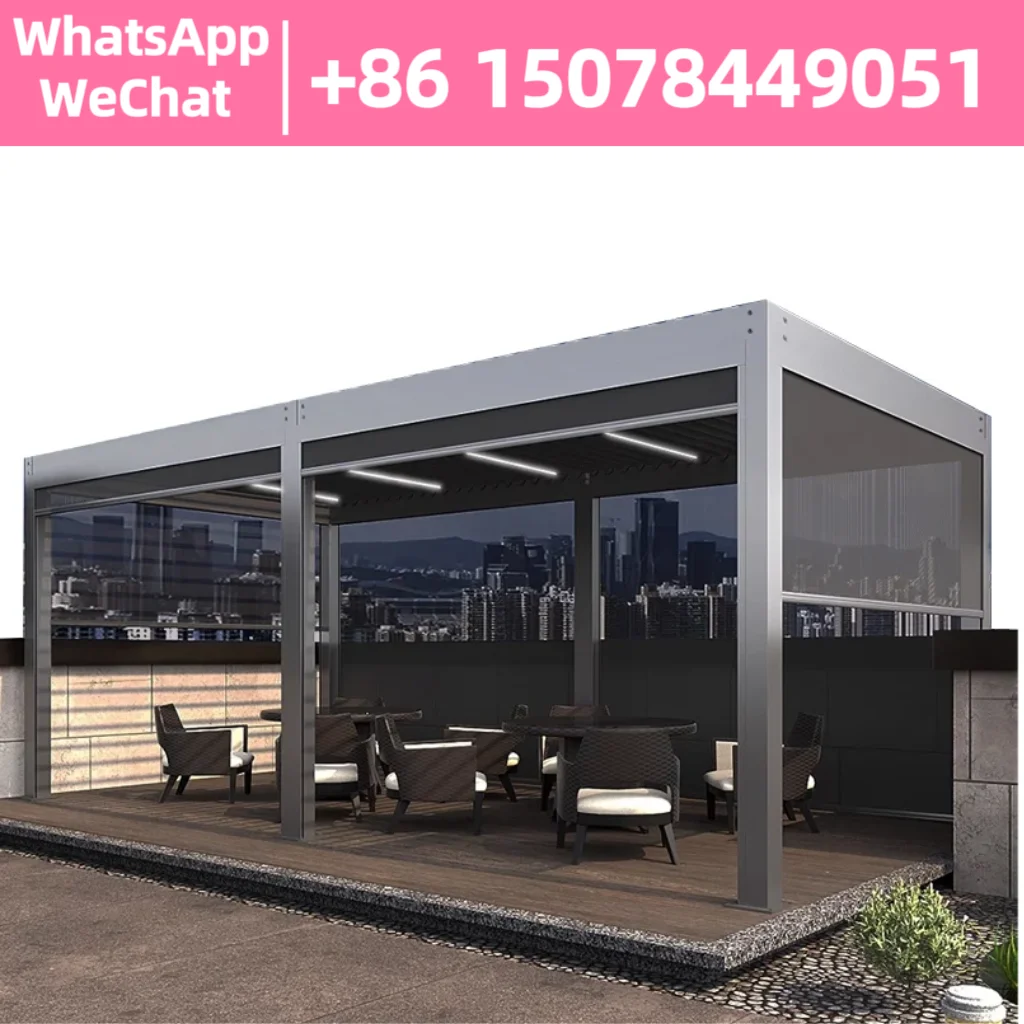 

Outdoor waterproof electric shutter roof system aluminum shutter rattan frame