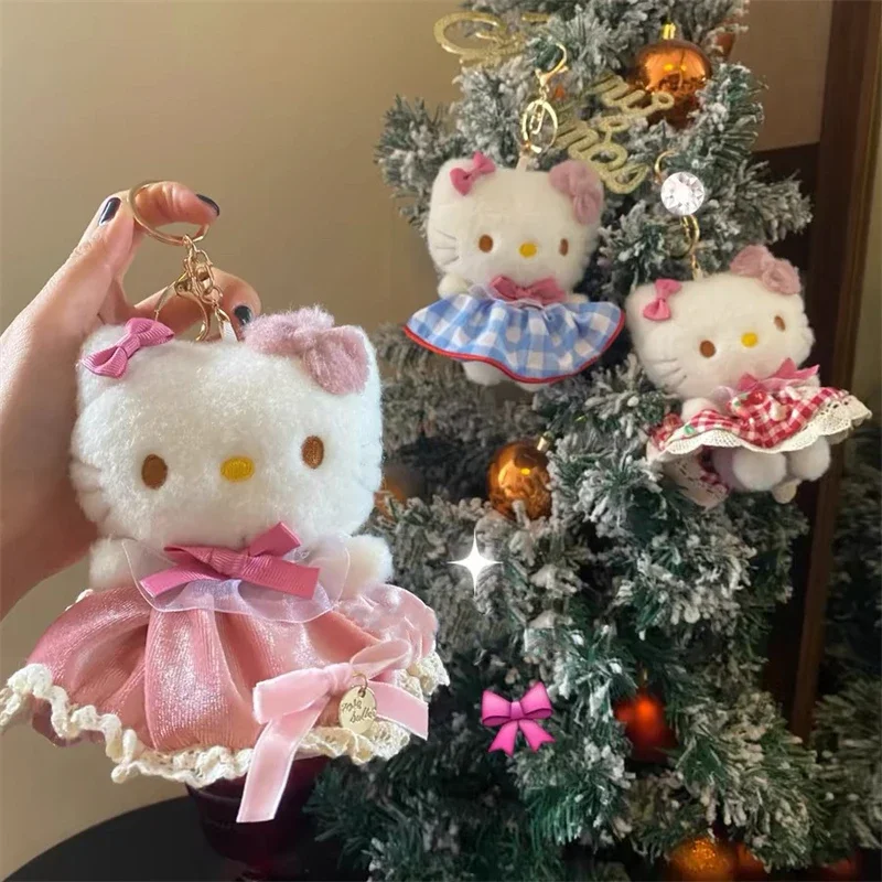 Sanrio Hello Kitty Plush Doll Cute Cartoon KT Plushie Soft Fashion Charm Ornaments Schoolbag Decoration Toys Girl&Child Gifts