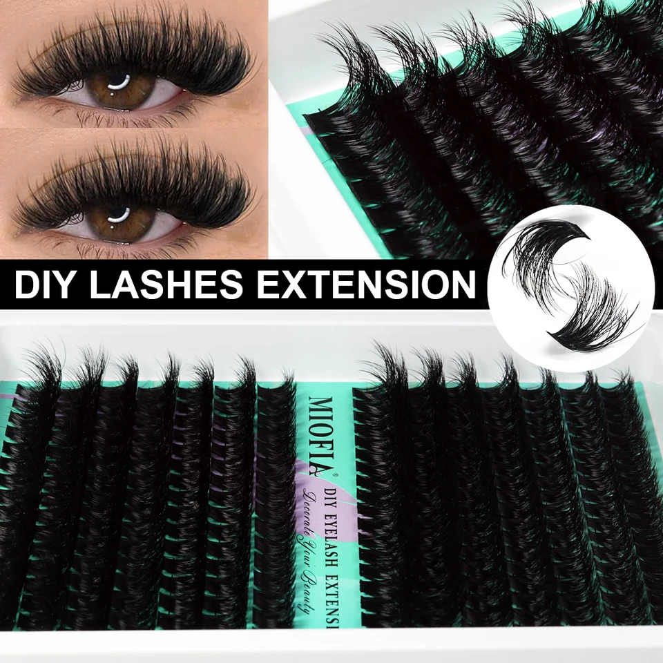 MIOFIA 5D Esponjosas Voluminosas Pestañas por Rizos 30D-150D Gruesas 10-18mm Largo Mixto Look Natural DIY Extensiones de Pestañas 5