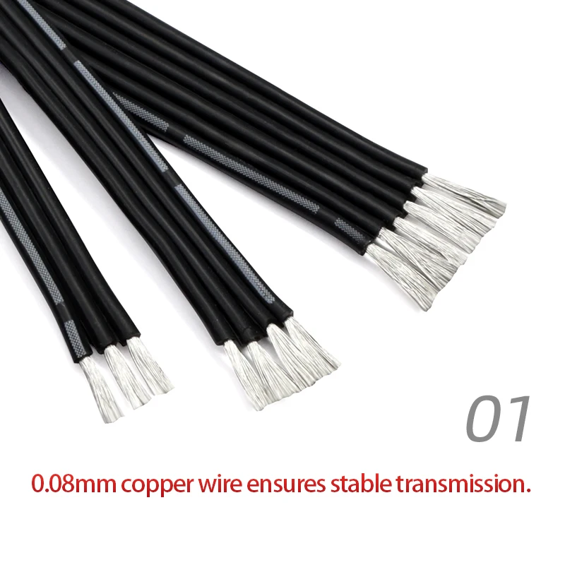 1~50m Silicone Parallel Wire 30/28/26/24/22/20AWG High Temperature Resistant 2P/3P/4P/5P/6P/8P/10P/12P/14P Fexible Copper Cable
