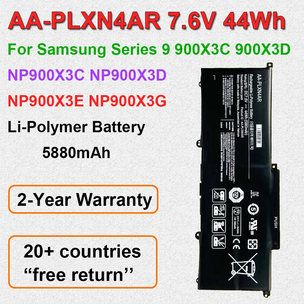 AA-PLXN4AR Laptop Battery 7.6V 44Wh 5880mAh For Samsung 900X3C-A01 900X3D 900X3B 900X3E NP900X3E NP900X3G NP900X3C NP900X3D