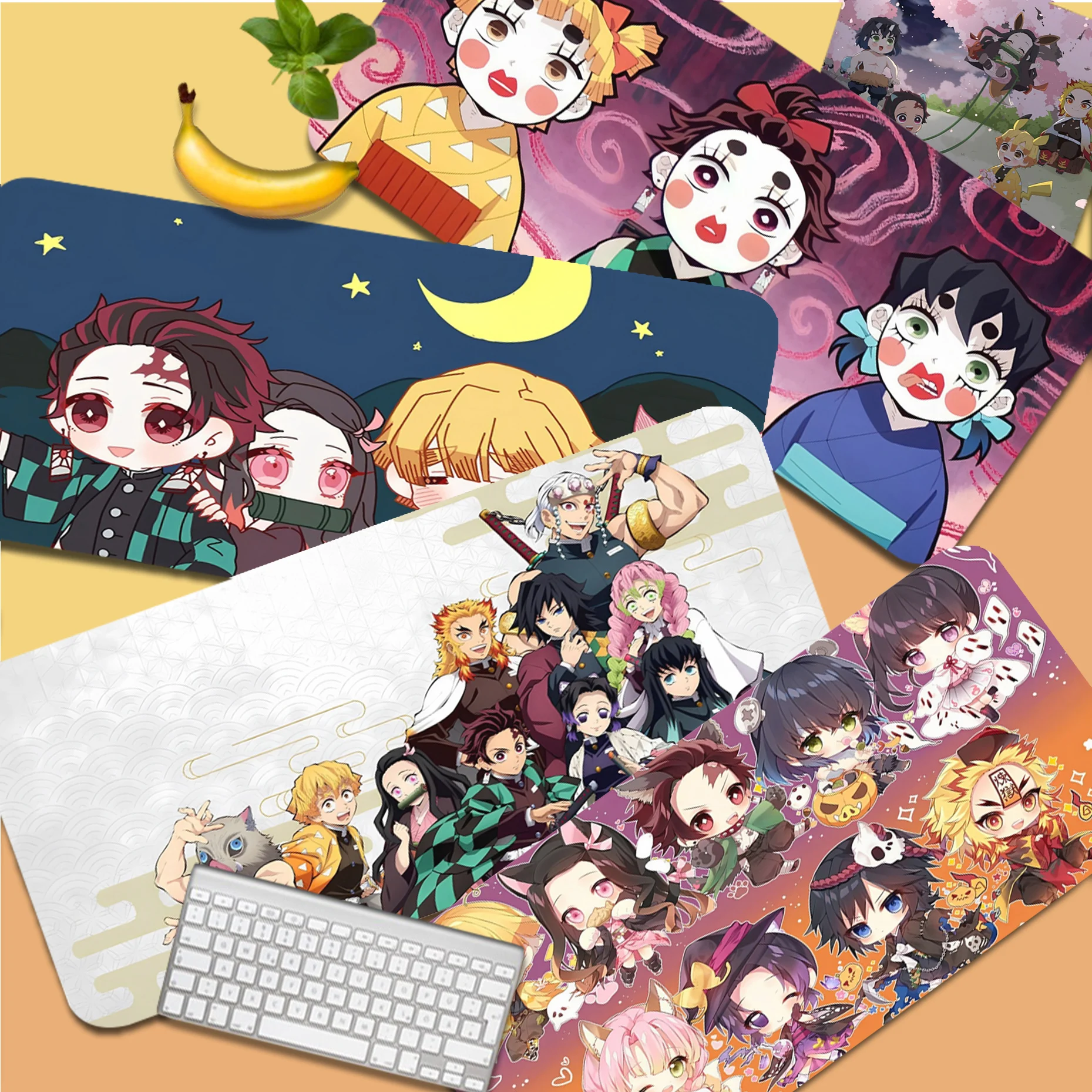 

Demon Slayer Anime Mousepad girl pad Keyboards Mat Gaming mousepad Desk Mat Size for large Edge Locking Game Keyboard Pad