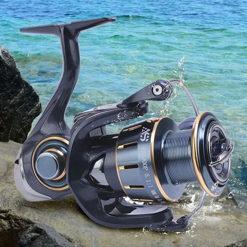 Imagem -04 - Metal Far Long Cast Spinning Reel Água Salgada Barco Fishing Reel Brass Gear 10kg Força de Freio Ratio 5.1:1 Tamanho 3000 5000 7000 Novo