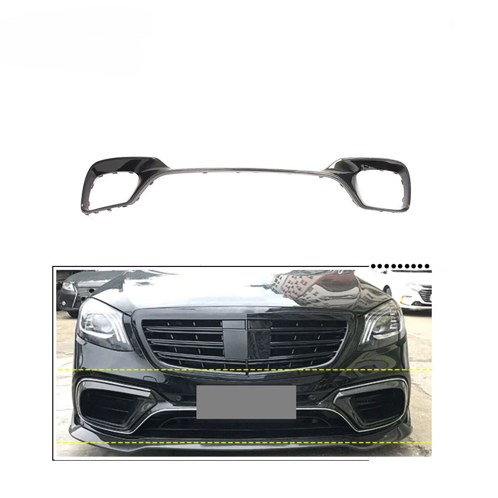 W222 S Class Carbon Fiber Front Bumper Decoration Trims for Mercedes Ben S63 S65 AMG Sedan 4-Door 2018-2019