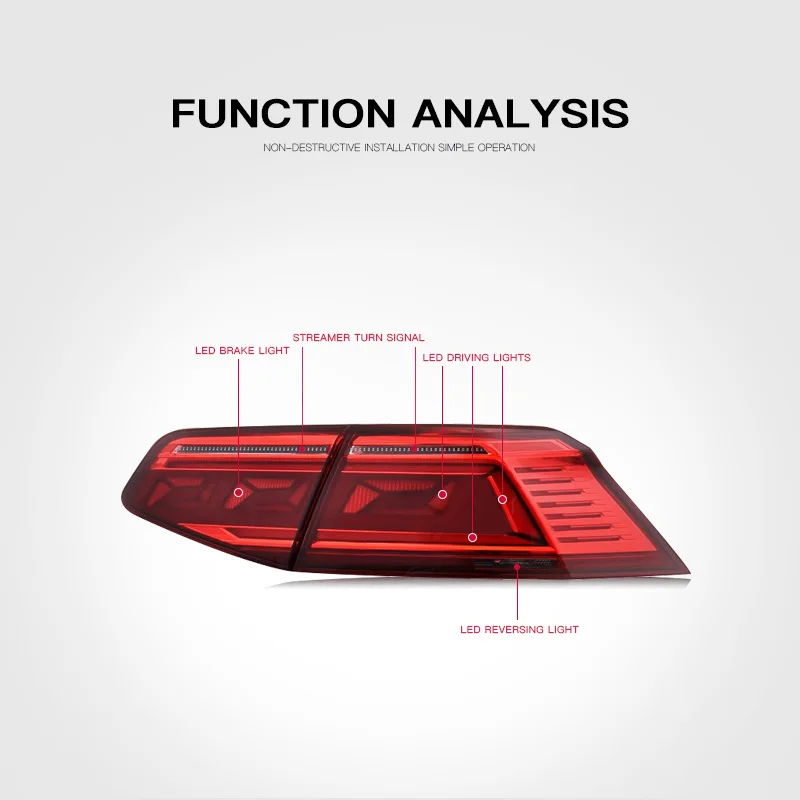 for VW Passat B8 Tail Lights 2015 Magotan B8 LED Tail light Rear Lamp DRL Dynamic Signal Auto Accessories