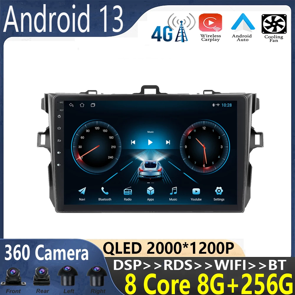 

9 inch android 13 For Toyota Verso R20 2009 - 2018 Car Radio Multimedia Video Player Navigation 2 din auto wireless adapter