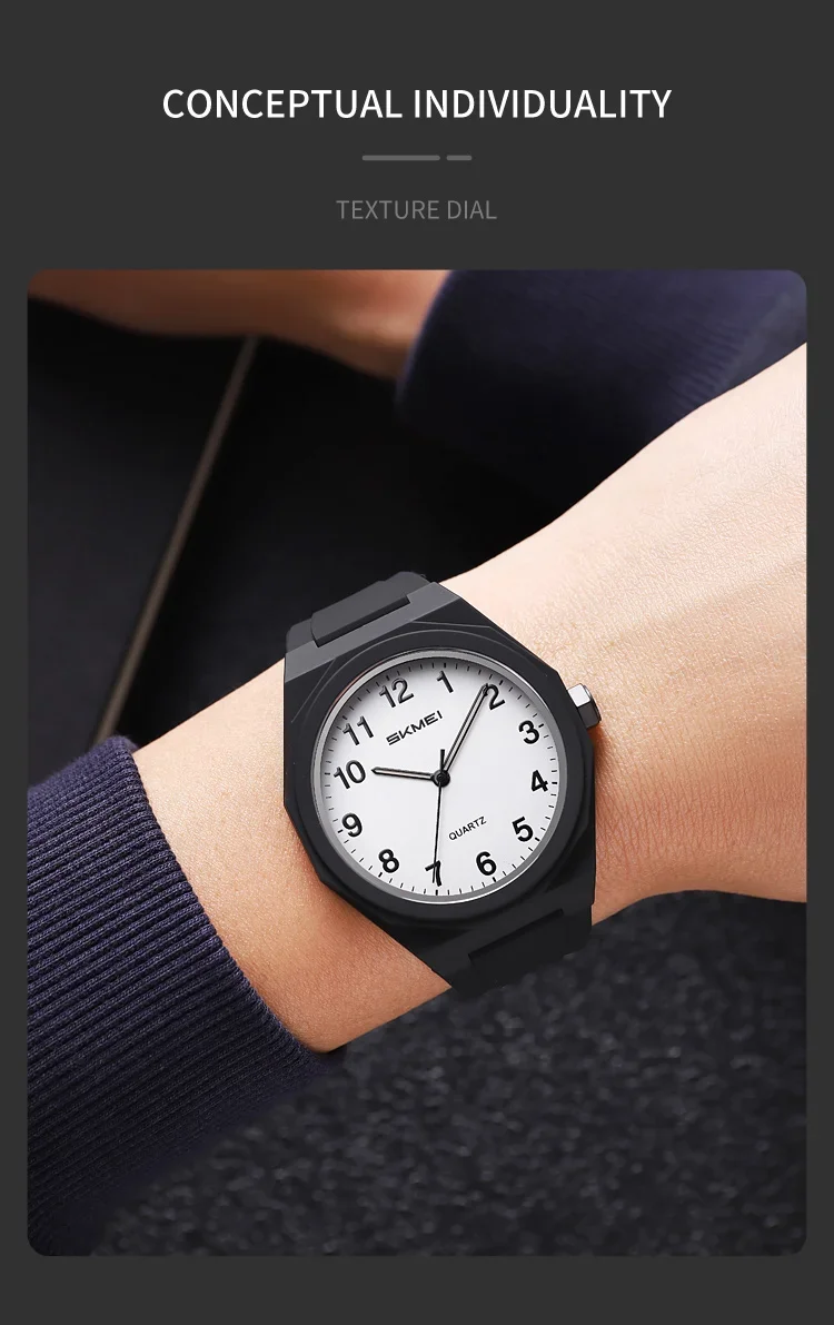 SKMEI 2470 مقاوم للماء الرياضة هلام السيليكا الفرقة ساعة بسيطة رجالي ساعات المعصم موضة الهاتفي ساعة كوارتز دائرية عادية للرجال