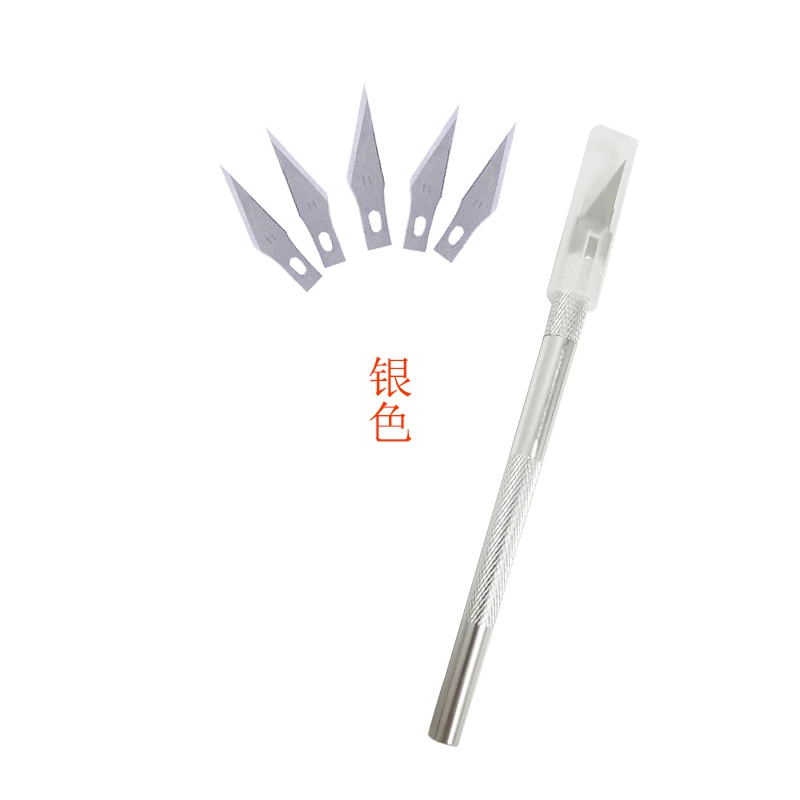 6Pc/Set Leather Cutting Knife Pen Knife Aluminum Rod Carving Tool Graver Cutter Craft Leather Cut Metal Handle Replaceable Blade