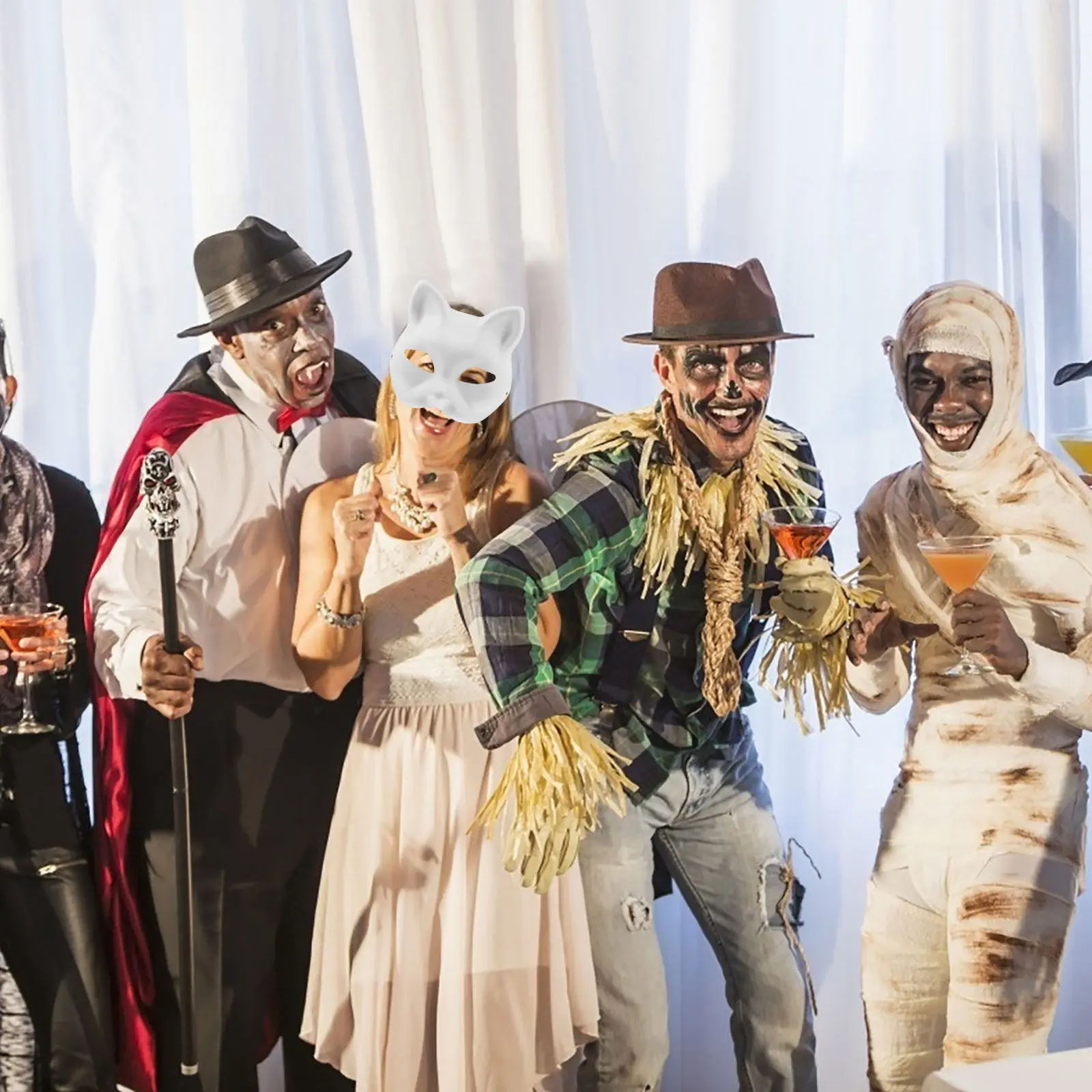 

Набор из 3 заготовок масок лисы для самостоятельной росписи, декоративные маски животных для Хэллоуина, вечеринок, косплея и маскарадов