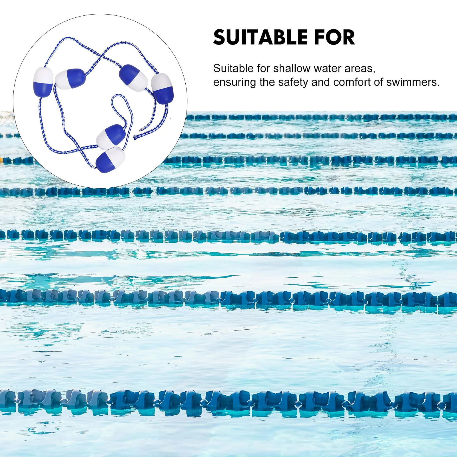 Divisor de segurança para piscina flutuante, 1 corda, linha flutuante, bóia de piscina, marcador de pista para zona de água rasa e separação