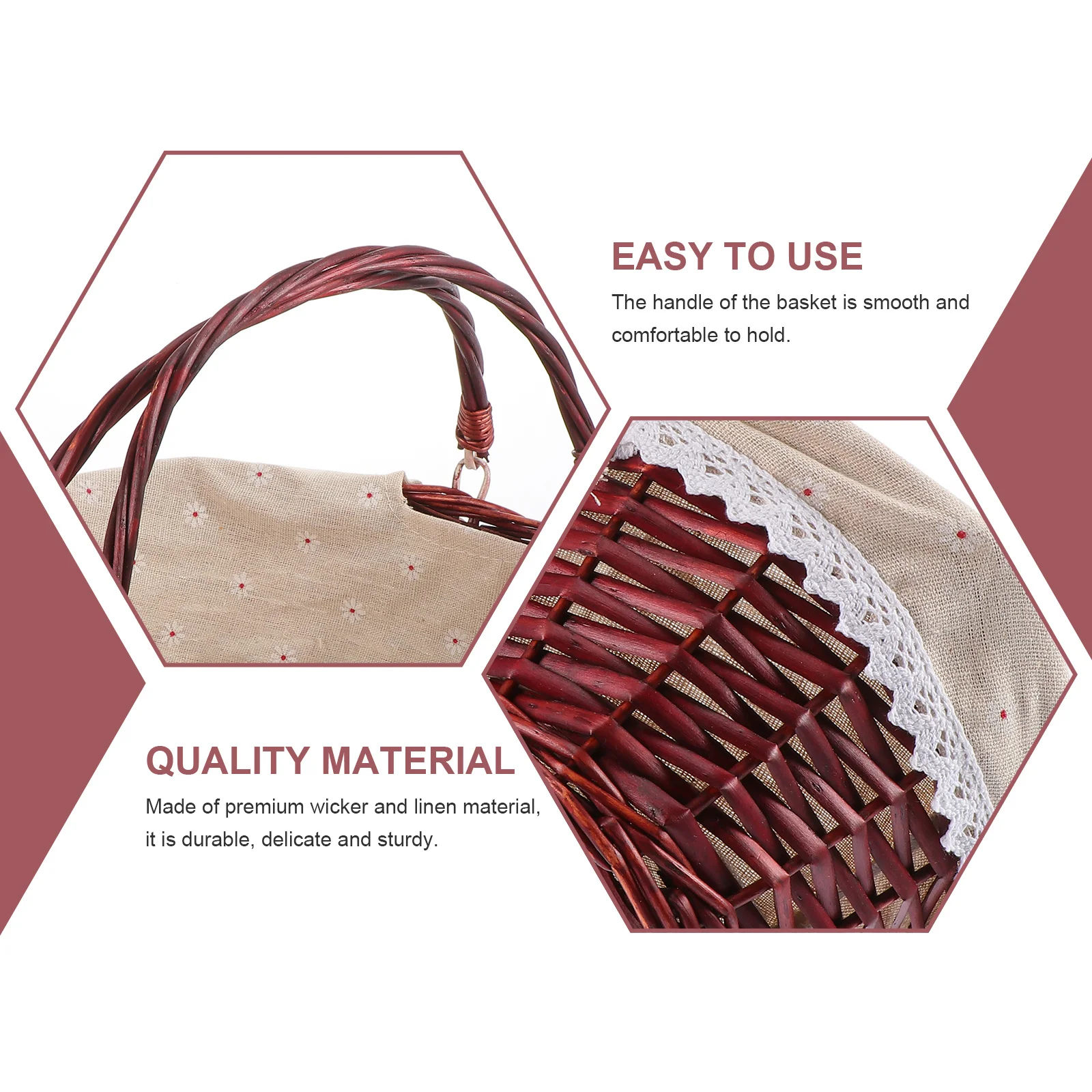 

1Pcs Willow Weaving Storage Basket Premium Wicker Linen Fruit Vegetable Organizer Decorative Handheld Tote for Picnic Kitchen