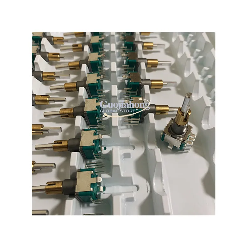 EC11EBB24C03 Dual-Shaft Axis Encoder With Push Button Switch 8Pins 30 Position 15 Pulse Handle 25mm