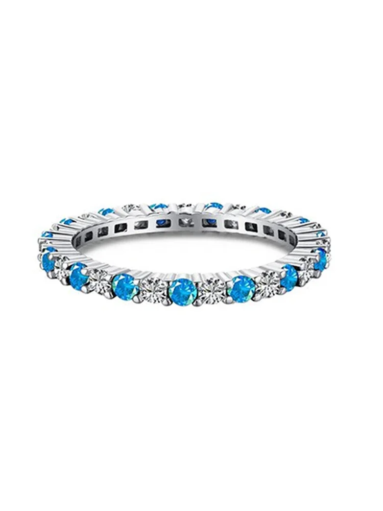 Women's 925 Sterling Silver Shiny Full Zircon Stackable Ring