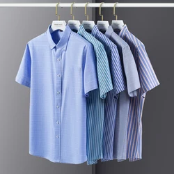 Fashionable Men's Shirts Short-Sleeved Cotton Oxford Solid Color Striped Plaid Casual Business Office High-Quality Men Shirt 5XL