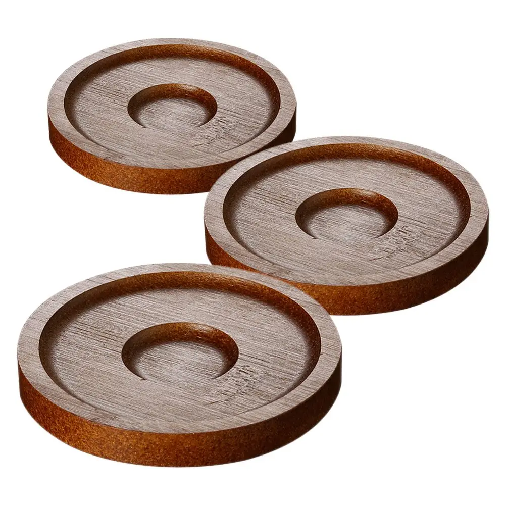 

3Pcs Rotating Coaster Home Cup Pads Wood Coasters for Whisky Glass Round Protective AntiSkid Mats Dining Table Decor