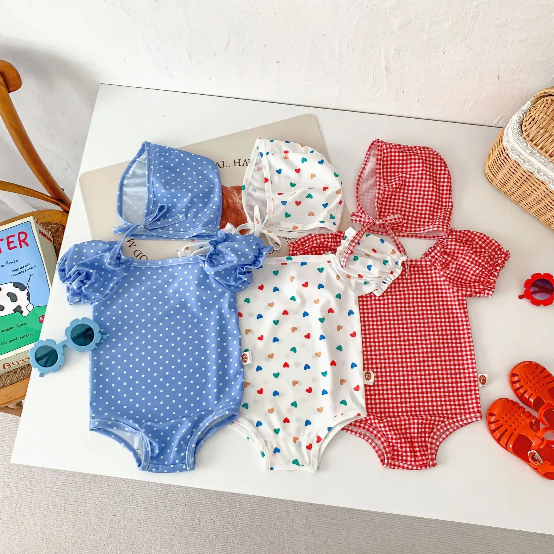 ZOETOPKID 2-teiliges Set Sommer-Baby-Badeanzug mit Schwimmkappe, Einteiliger Badeanzug für Mädchen, Schnelltrocknender Strand-Badeanzug für Draußen – Detail 2