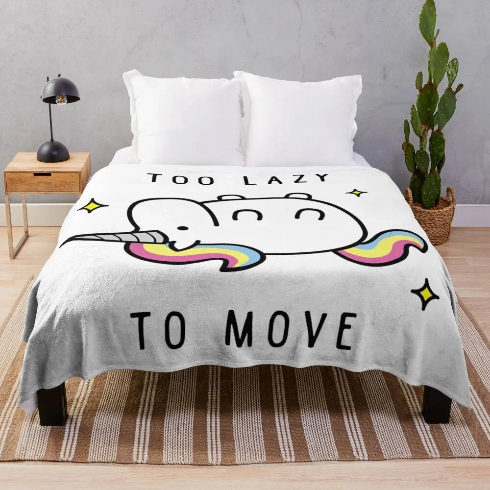 Too Lazy To Move Unicorn T-Shirt Throw Blanket wednesday Softest Baby Blankets