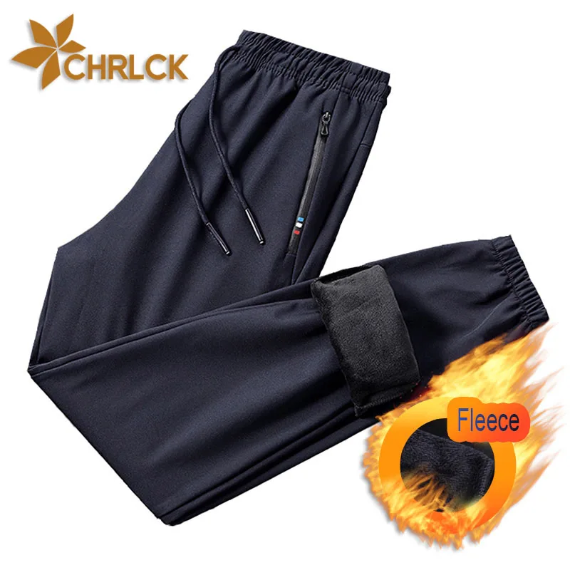 CHRLCK Warm Waterproof Running Pants Men Winter Softshell Fleece Trousers Women Jogging Camping Climbing Skiing Hiking Pants