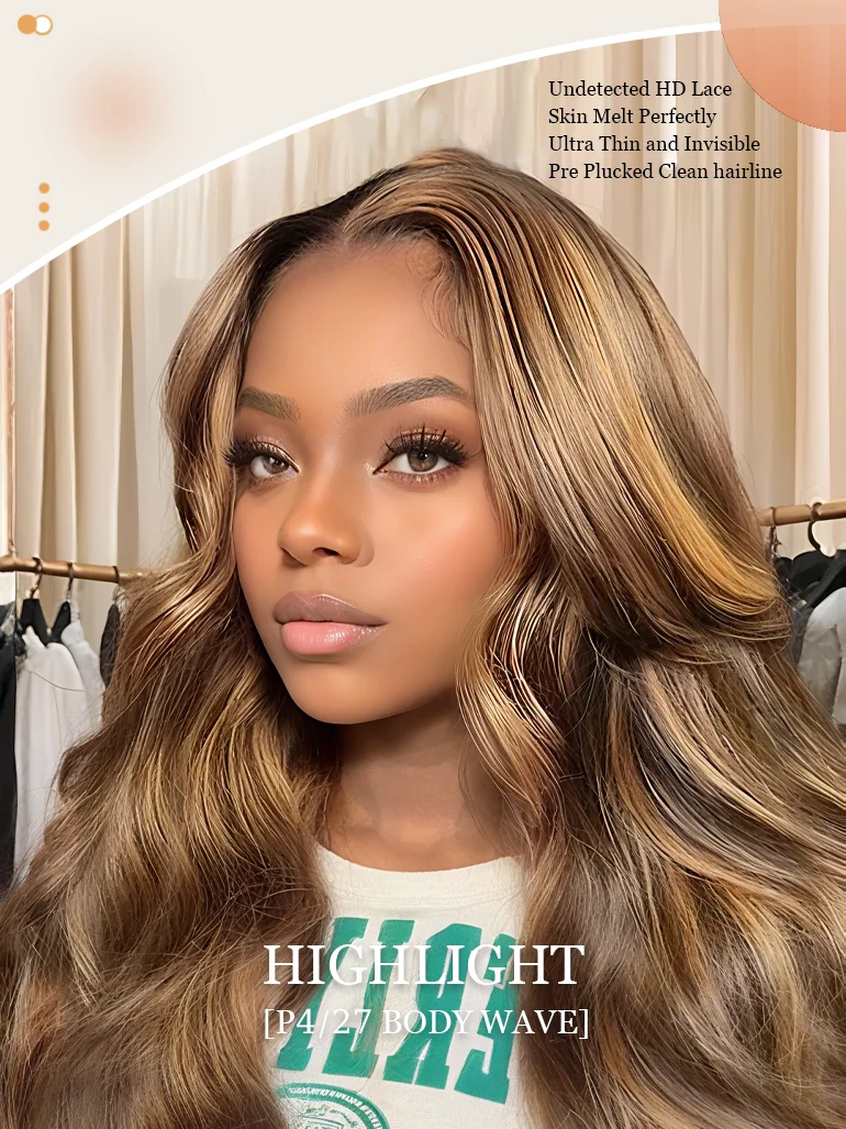 الجسم موجة 13x6 الدانتيل الباروكة الأمامية 36 بوصة 220% P4/27 تسليط الضوء على HD الدانتيل الشفاف الجبهة البرازيلي خصلات الشعر المستعار الإنسان للنساء